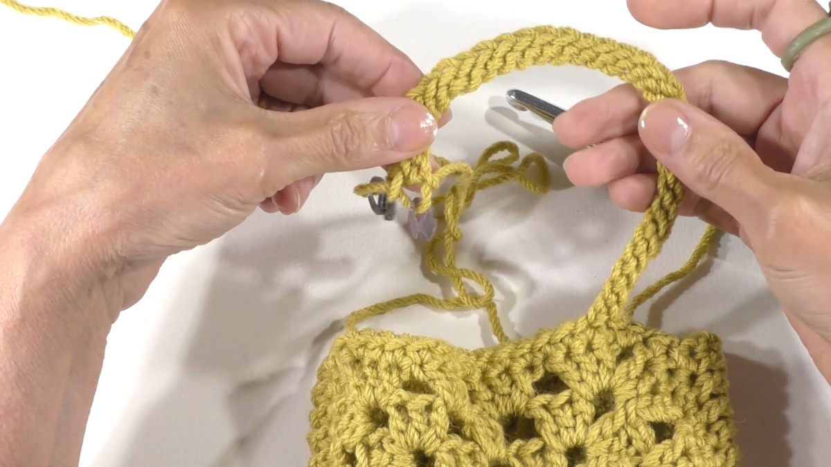 DIY Sac en carré crochet (granny square) avec fil de coton recyclé Nova Vita : Etape 18