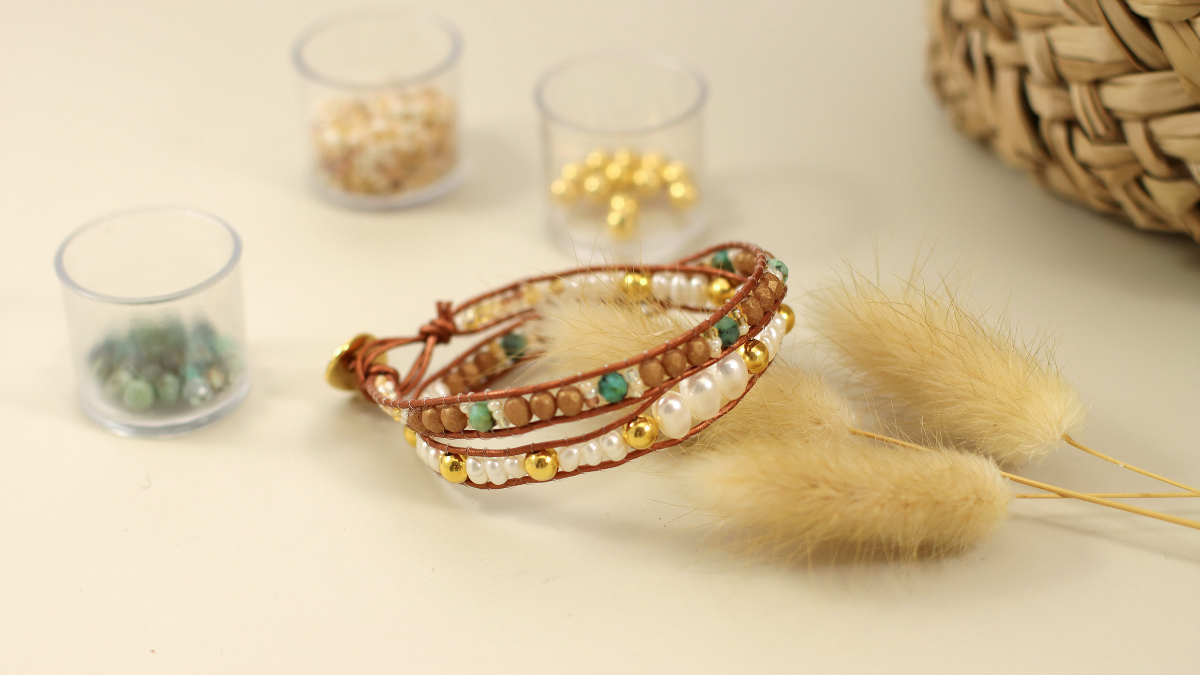 Tuto Bracelet wrap 2 tours ou lien de téléphone