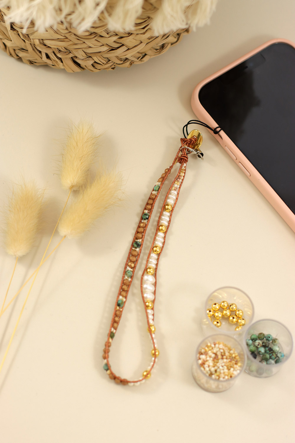 Schéma Tuto Bracelet wrap 2 tours ou lien de téléphone