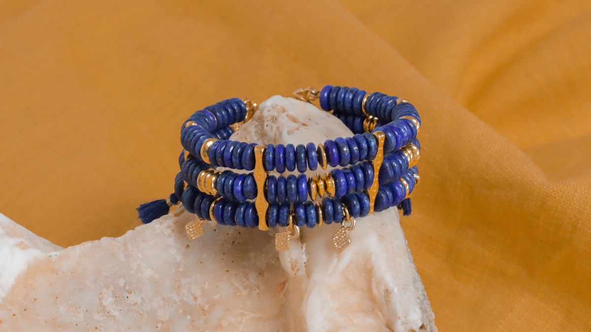 Schéma Bracelet à mémoire de forme en perles Lapis Lazuli