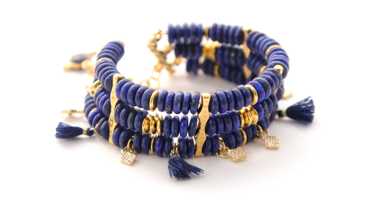 Bracelet à mémoire de forme en perles Lapis Lazuli : Etape 5