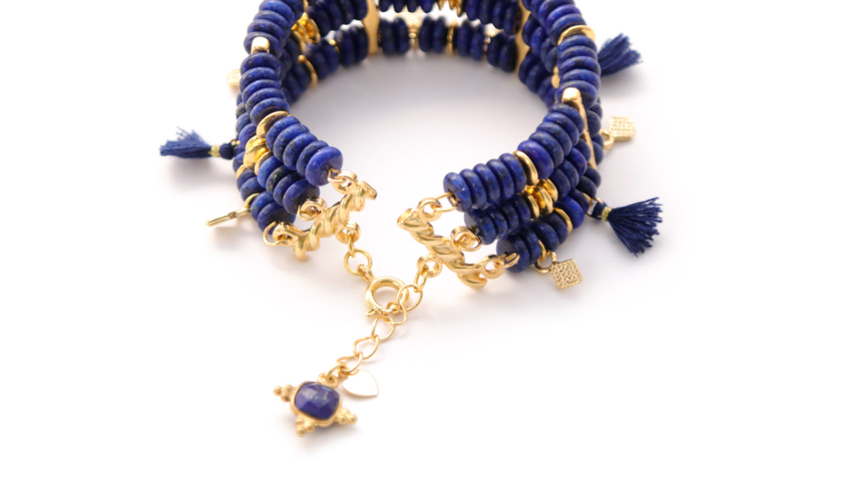 Bracelet à mémoire de forme en perles Lapis Lazuli : Etape 6