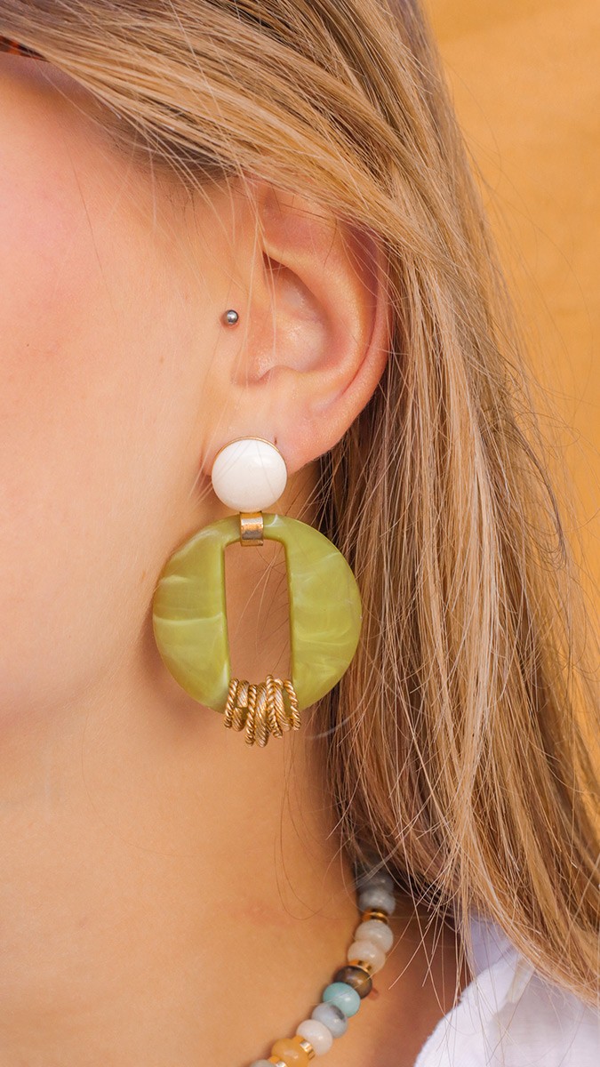 Schéma Boucles d'oreilles fantaisie en résine et acier inoxydable