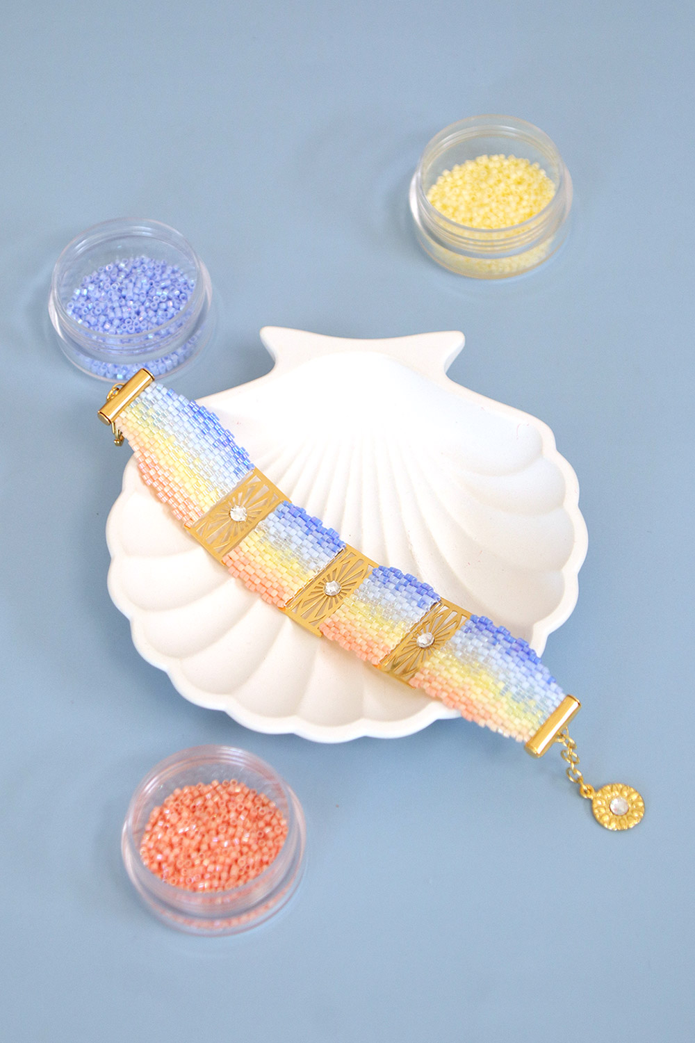 Schéma Bracelet Perles Miyuki tissage Peyote Double dégradé lever de soleil