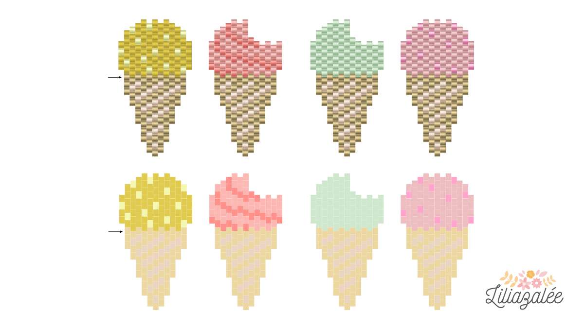 Schéma Diagramme glace en tissage peyote de perles Delica Miyuki