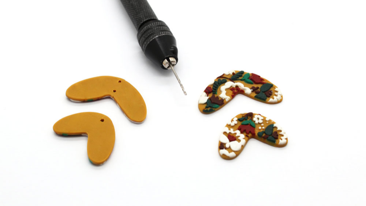 Boucles d'oreilles polymère plaque de texture fleurs : Etape 6