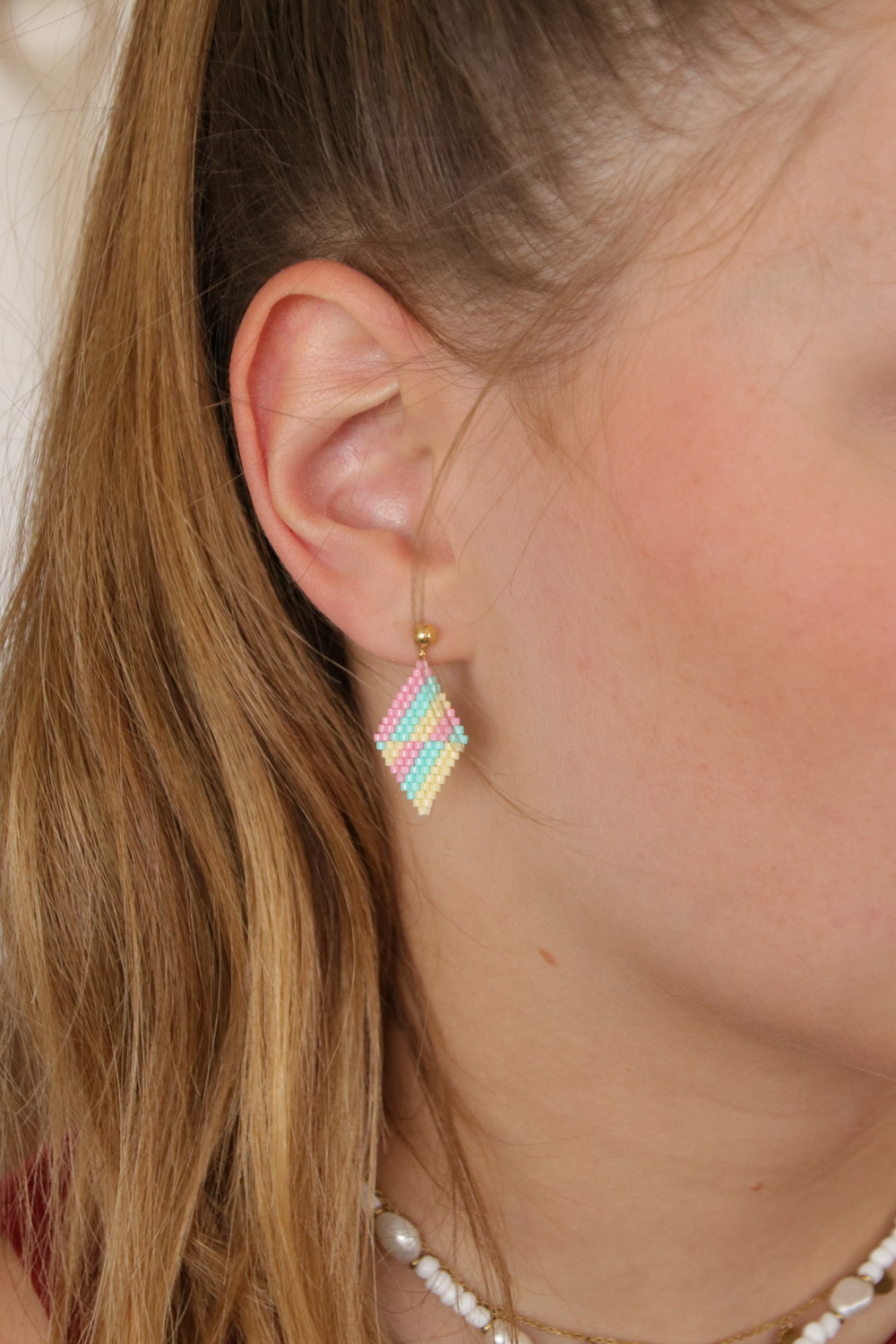 Schéma Brick Stitch Modèle Boucles d'oreilles losange en perles Miyuki