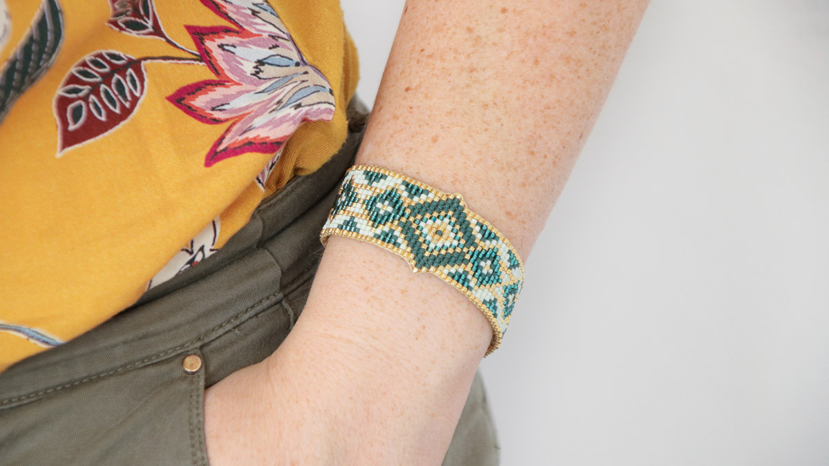 Schéma Bracelet au métier à tisser motif losange perles Miyuki delica Schéma Bracelet au métier à tisser motif losange perles Miyuki delica