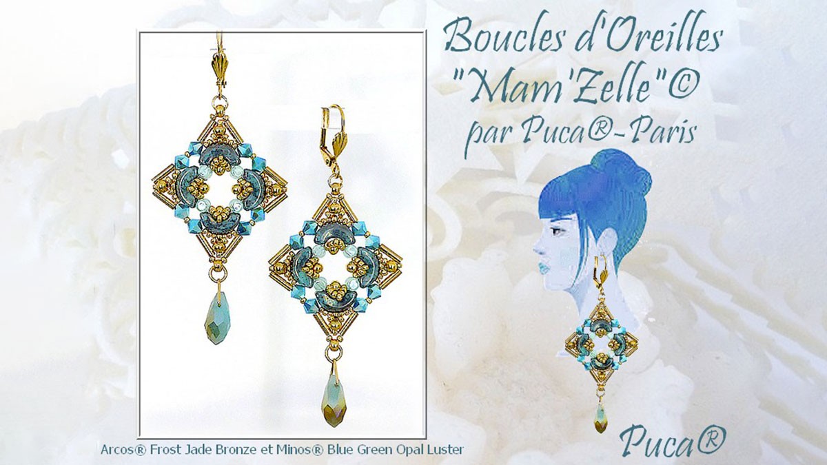 Boucles d'oreilles Mam'Zelle avec perles en verre Arcos et Minos par Puca Boucles d'oreilles Mam'Zelle avec perles en verre Arcos et Minos par Puca