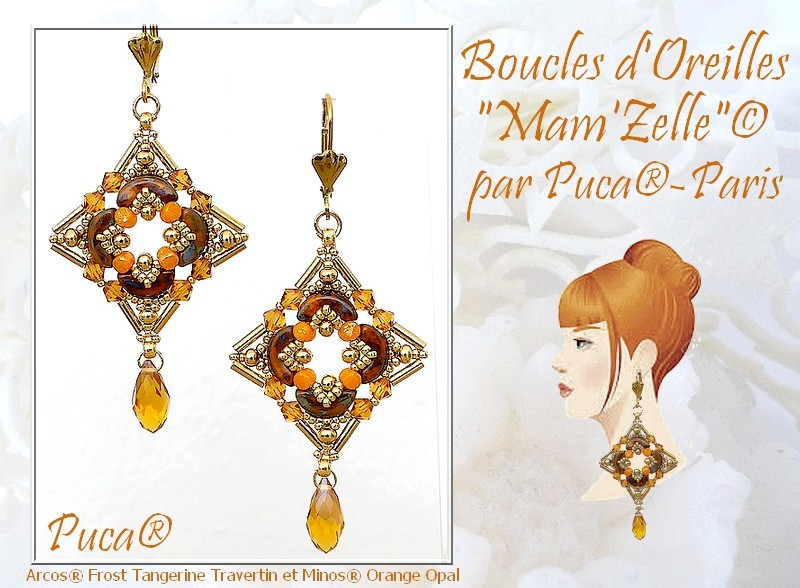 Schéma Boucles d'oreilles Mam'Zelle avec perles en verre Arcos et Minos par Puca