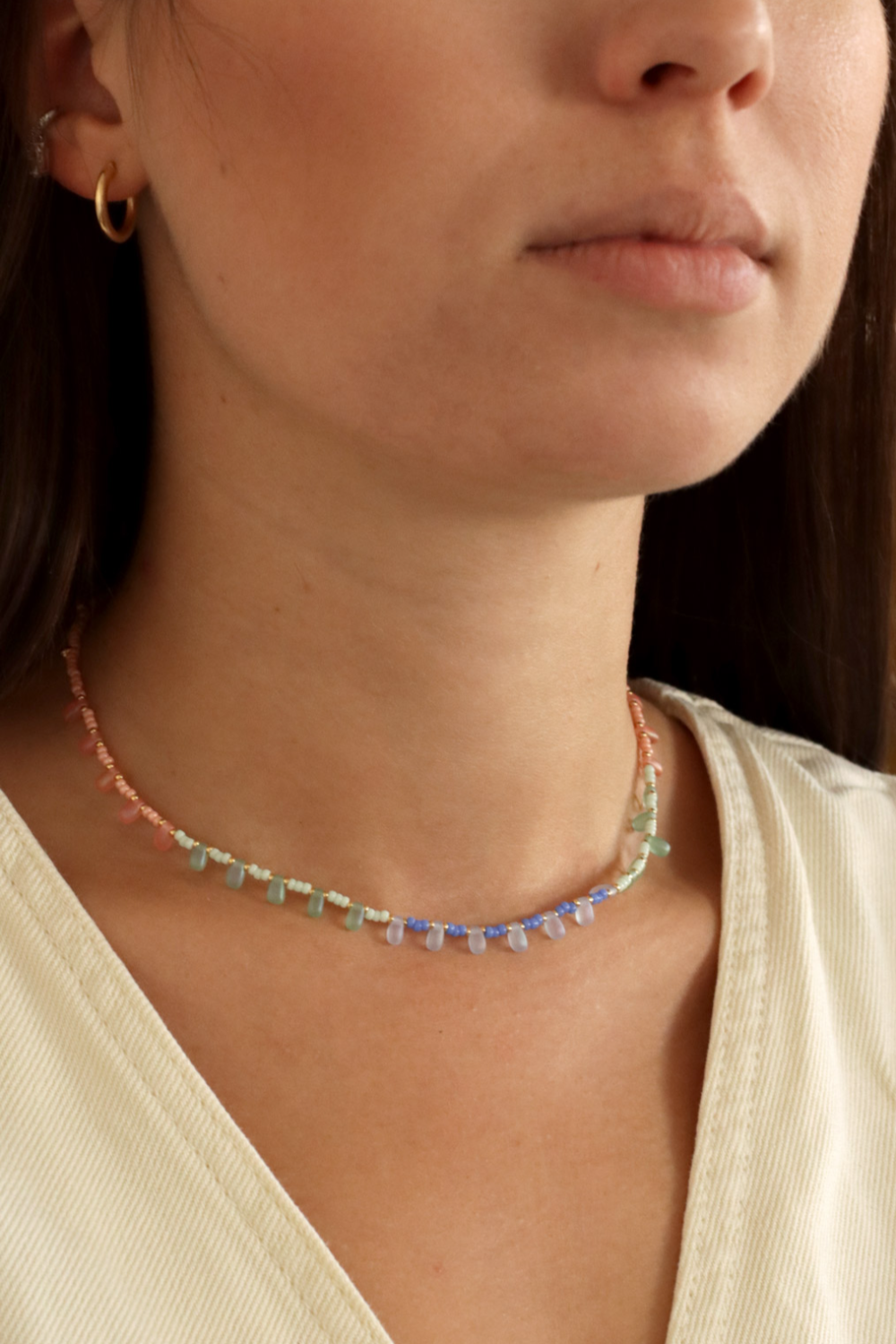 Schéma Collier Perles Miyuki en rocailles et Long Drop Pastel