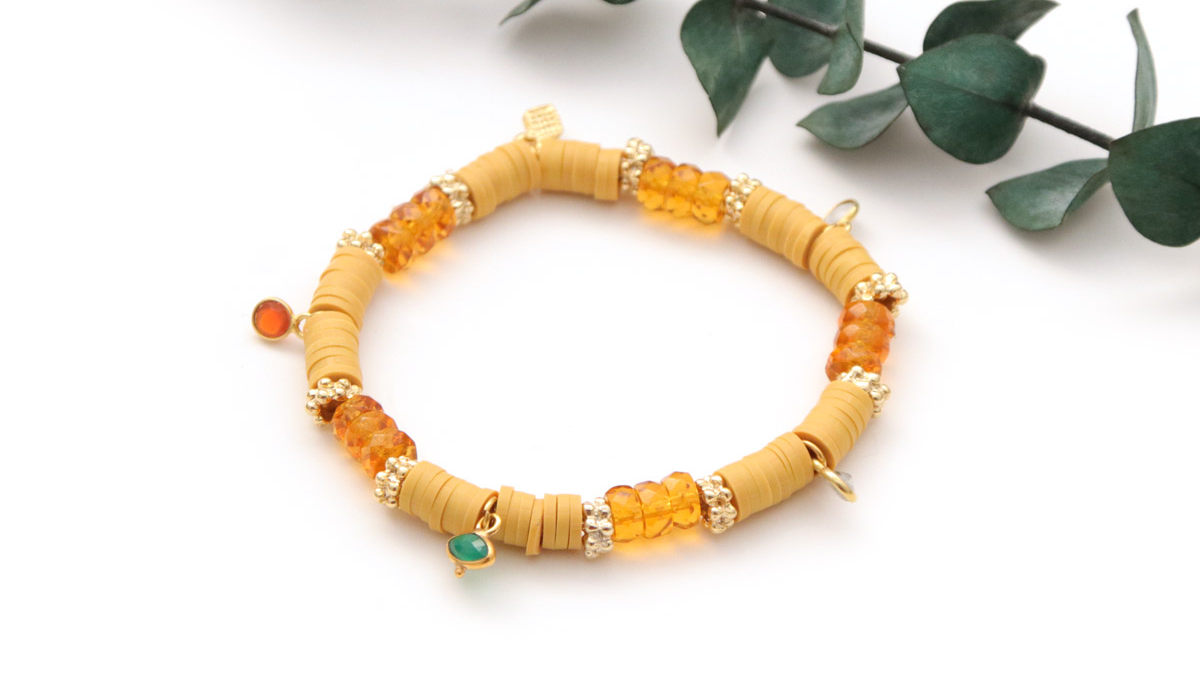 Bracelets heishi avec perles en pierre gemme Agates Indiennes : Etape 2