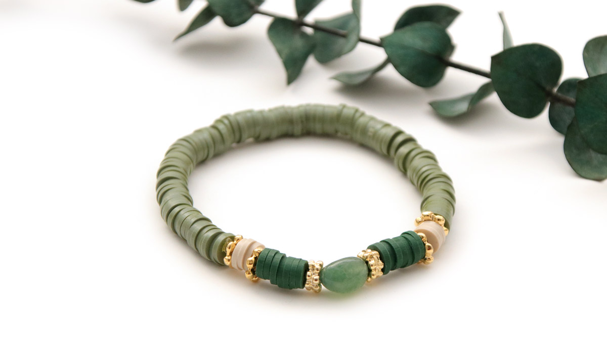 Bracelets heishi avec perles en pierre gemme Agates Indiennes : Etape 3