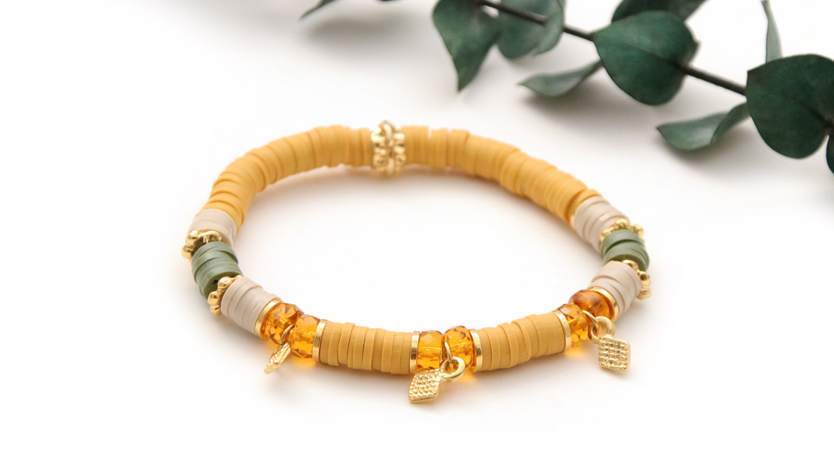 Bracelets heishi avec perles en pierre gemme Agates Indiennes : Etape 4