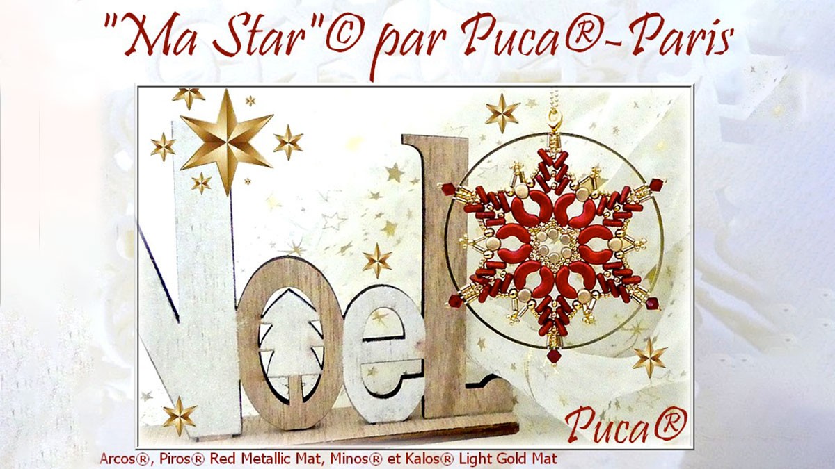 Schéma DIY Déco de Noël Ma Star avec perles Arcos, Piros, Minos et Kalos par Puca