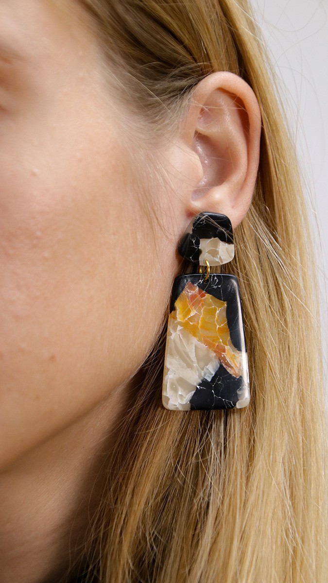Schéma Boucles d'oreilles effet marbre en pâte polymère