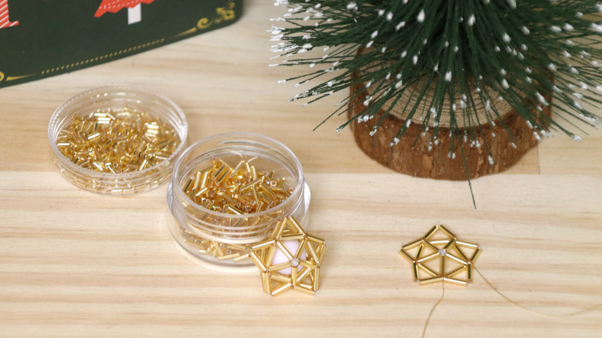 Schéma Étoile 3D en perles Bugles Miyuki style himmeli