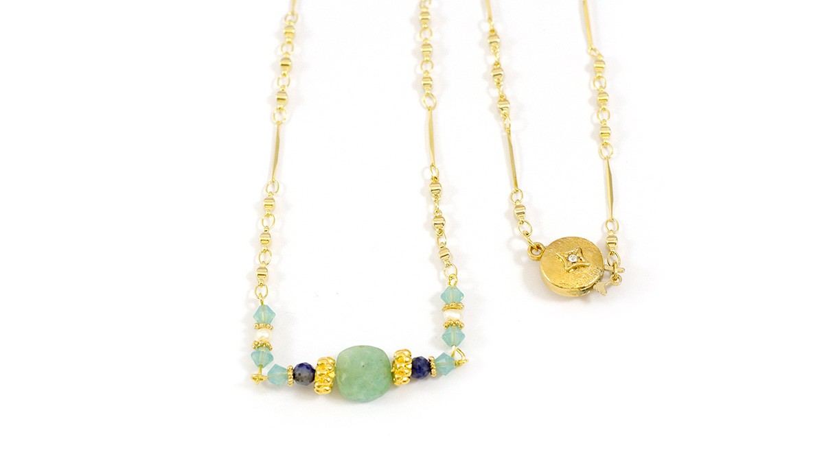 Tuto collier perles d'eau douce et pierres Sodalite et Amazonite : Etape 6