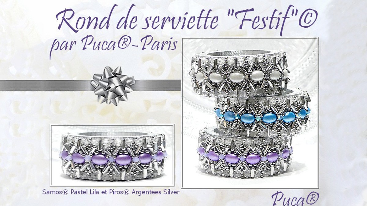 Schéma DIY rond de serviette festif avec perles Samos Les Perles par Puca®
