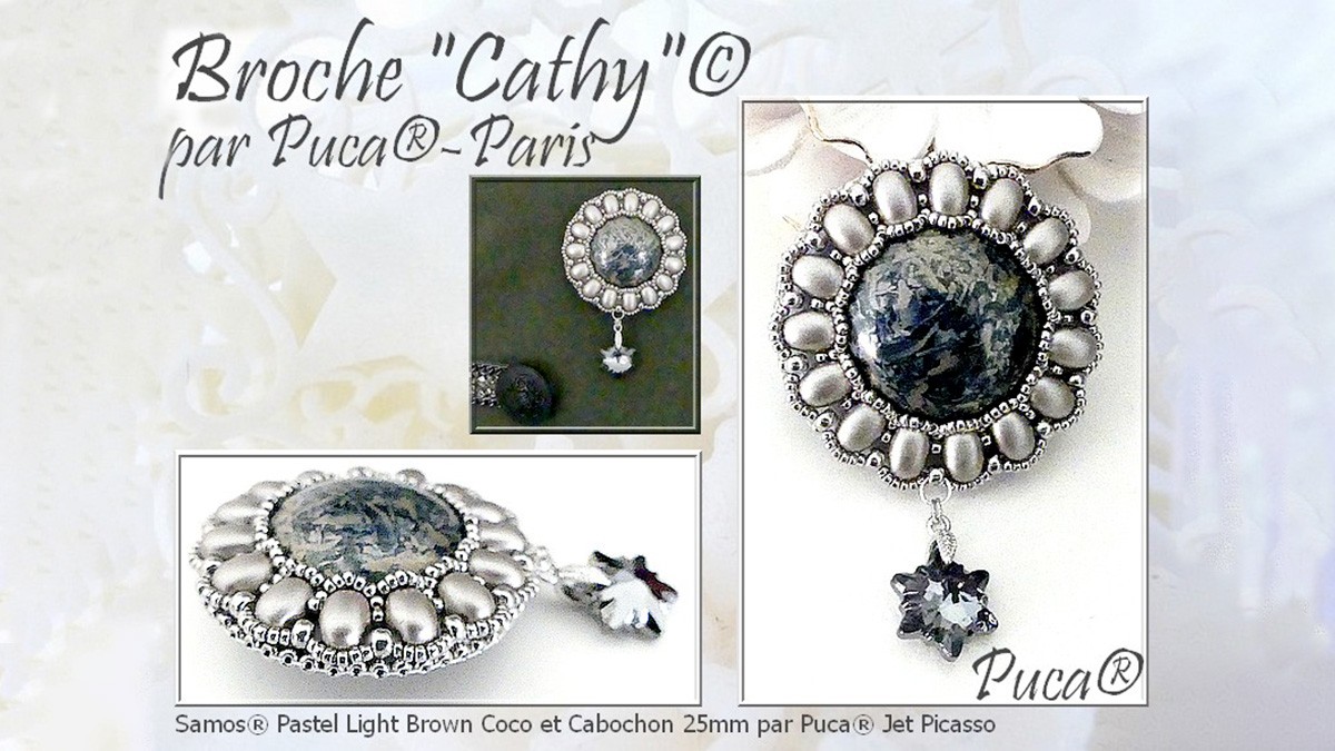 Tuto Broche Cathy avec perles Samos et cabochon Les perles par Puca®