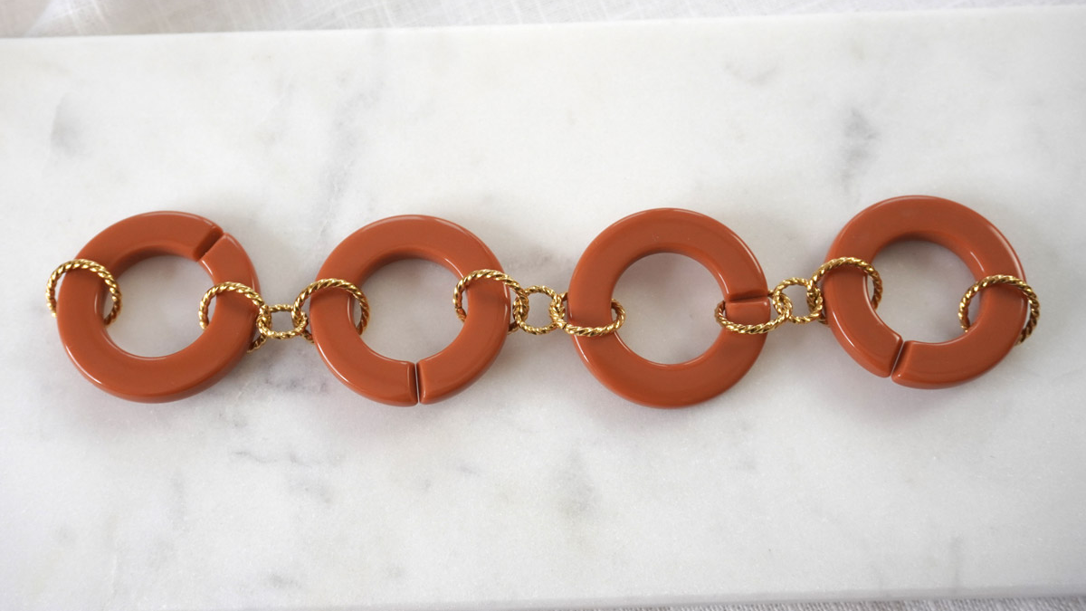 Bracelet gros maillons acier inox doré et acrylique : Etape 3