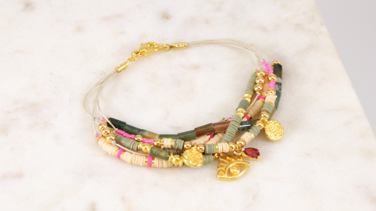 Schéma Tuto bracelets fins avec des perles heishi et des breloques