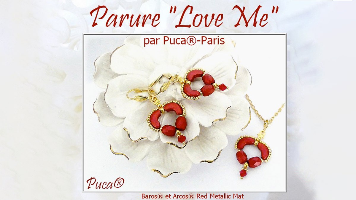 Schéma Tuto Parure Love Me avec perles Arcos et Baros par Puca® Schéma Tuto Parure Love Me avec perles Arcos et Baros par Puca®