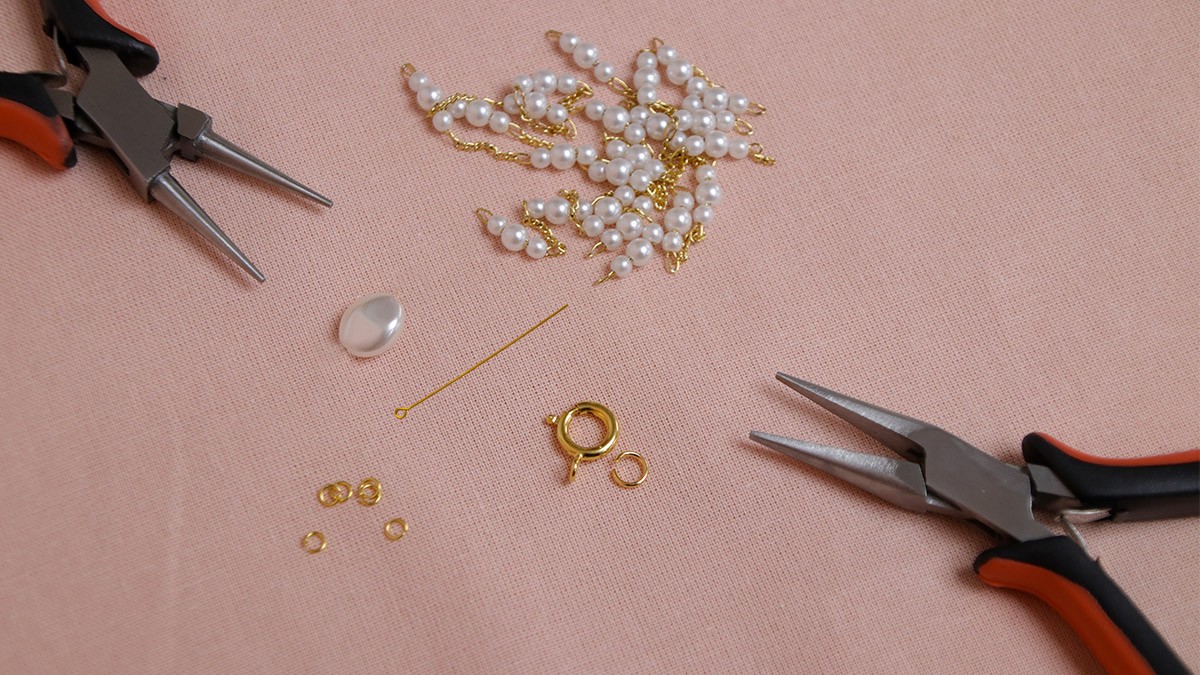 Bracelet chaîne et perles en nacre : Etape 1