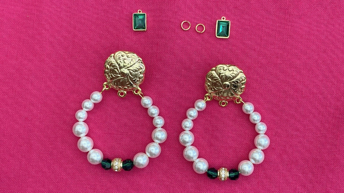 Boucles d'oreilles style baroque avec perles nacrées : Etape 7