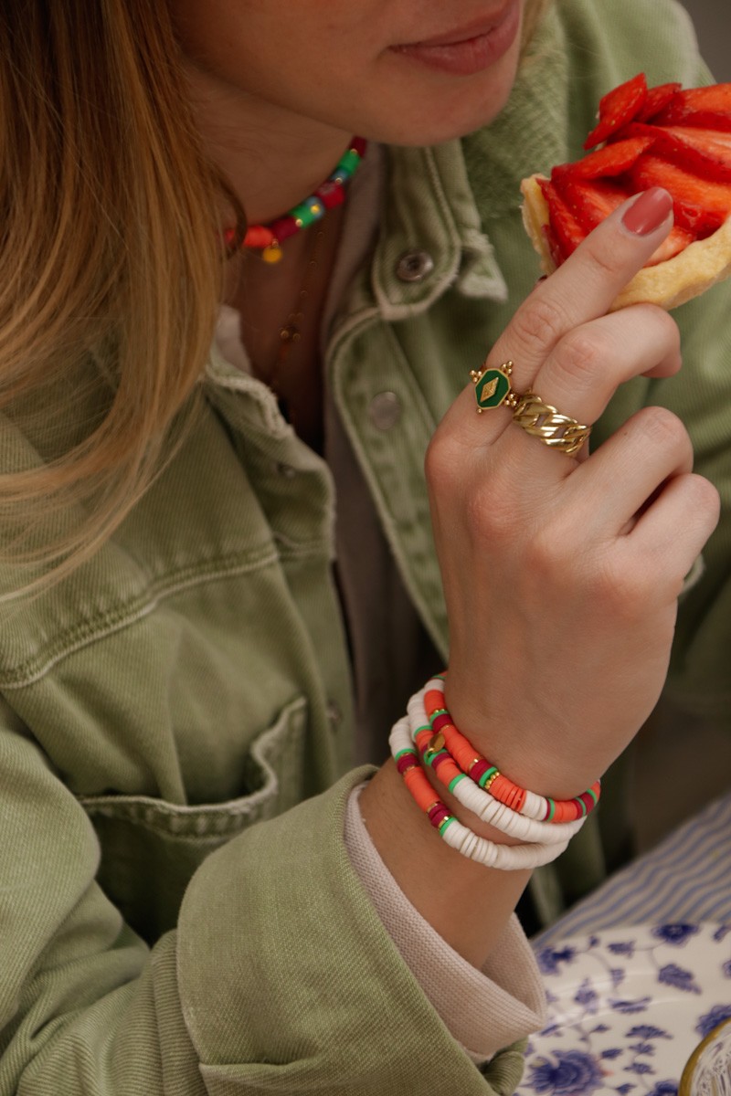 Schéma Bracelets élastiques rondelles heishi modèle Prairie