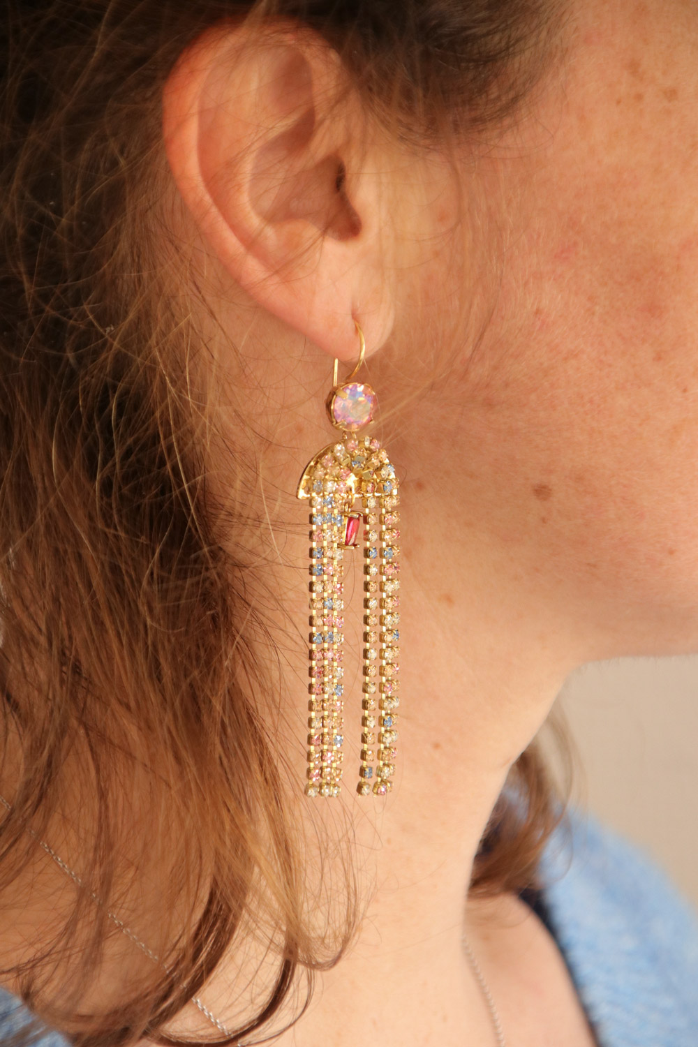 Schéma Boucles d'oreilles franges strass forme arche