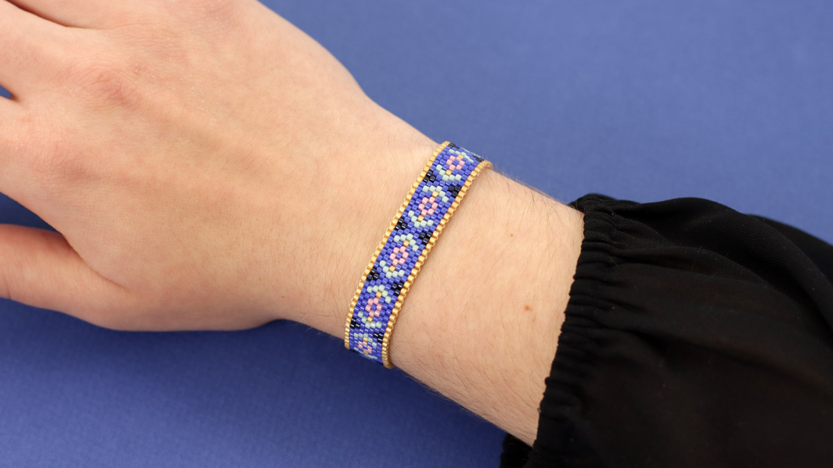 Schéma Tuto Bracelet Peyote élastique bleu