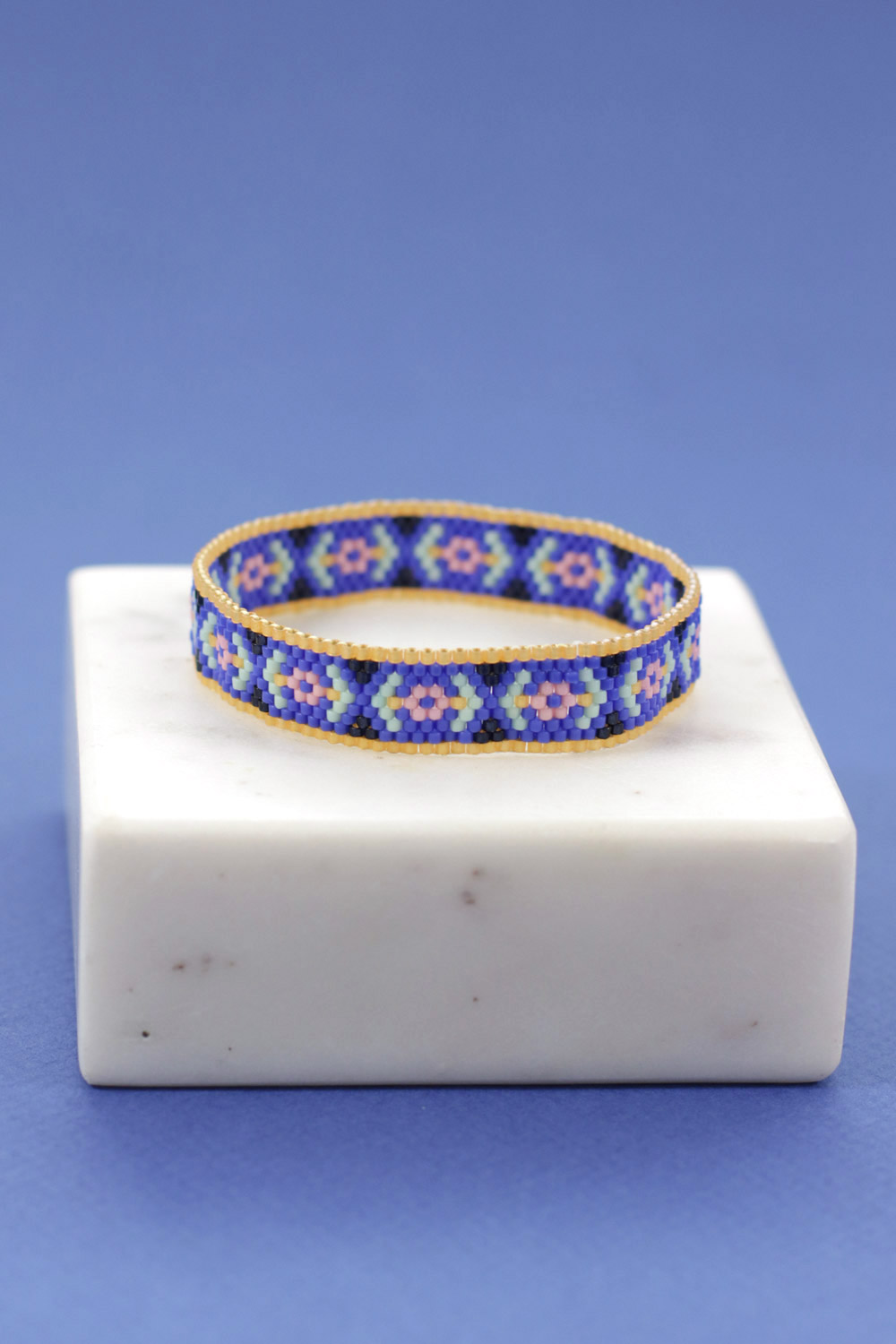 Schéma Tuto Bracelet Peyote élastique bleu