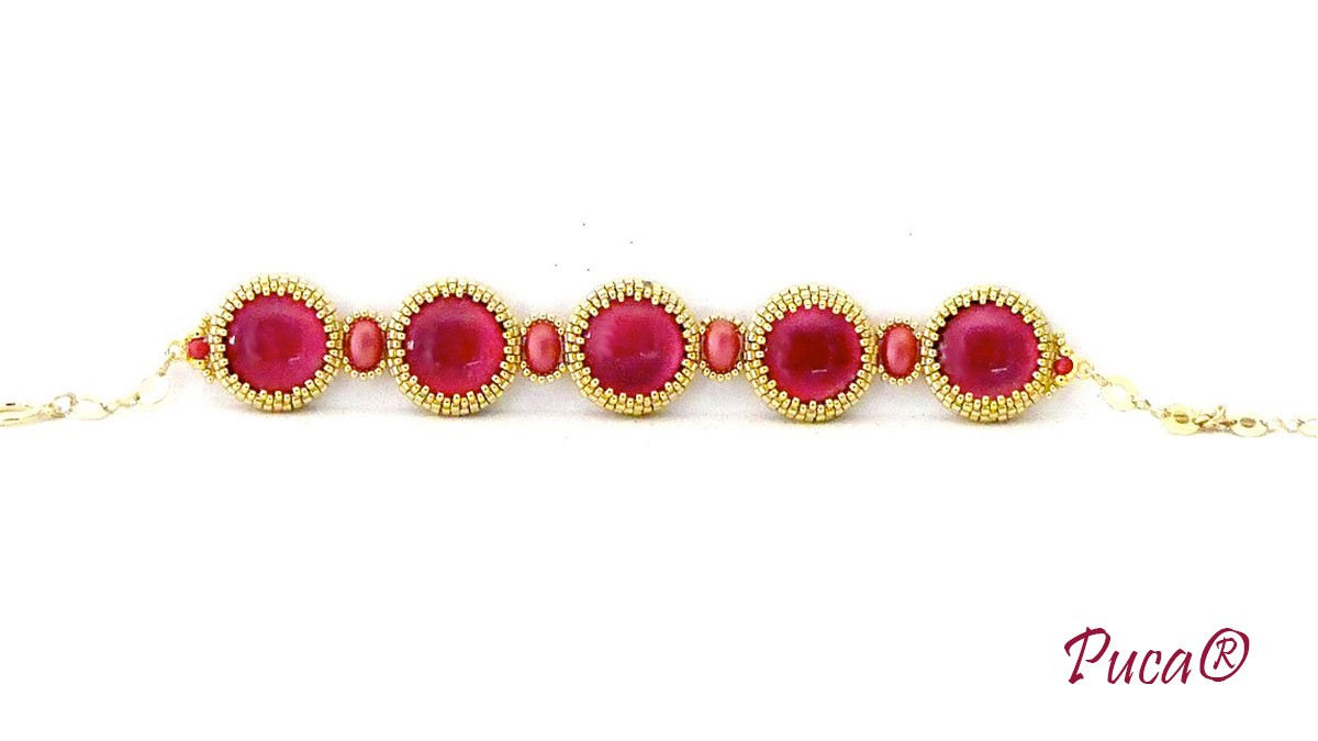 Schéma Tuto Bracelet Pamela avec cabochons par Puca® Schéma Tuto Bracelet Pamela avec cabochons par Puca®