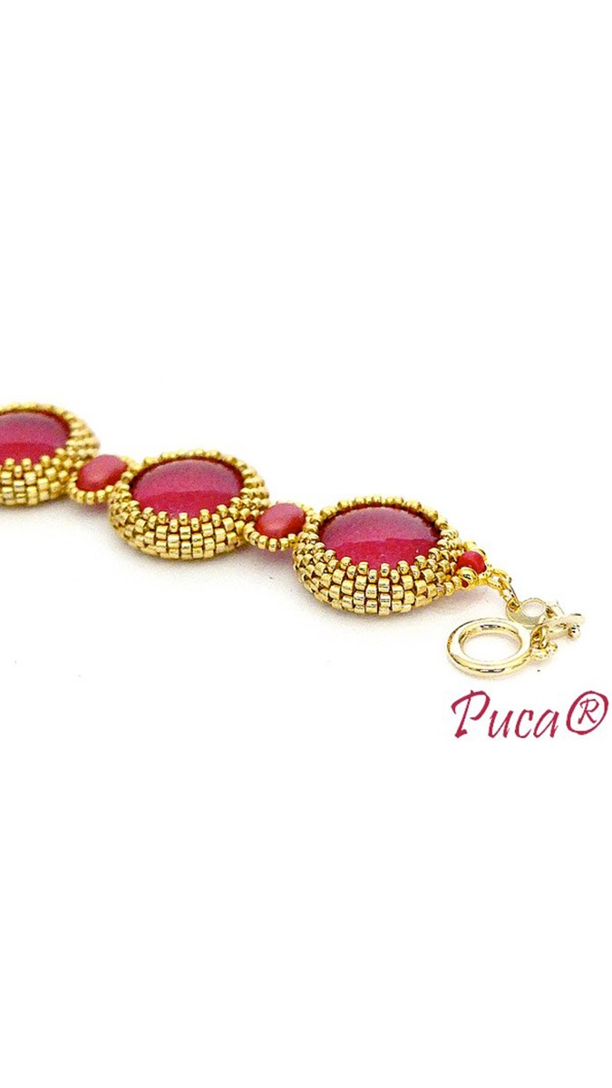 Schéma Tuto Bracelet Pamela avec cabochons par Puca® Schéma Tuto Bracelet Pamela avec cabochons par Puca®