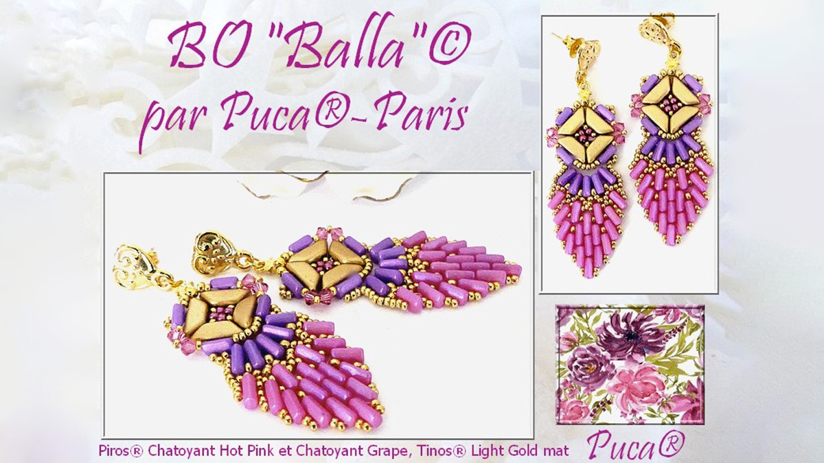 Boucles d'oreilles Balla avec perles Piros par Puca® Boucles d'oreilles Balla avec perles Piros par Puca®
