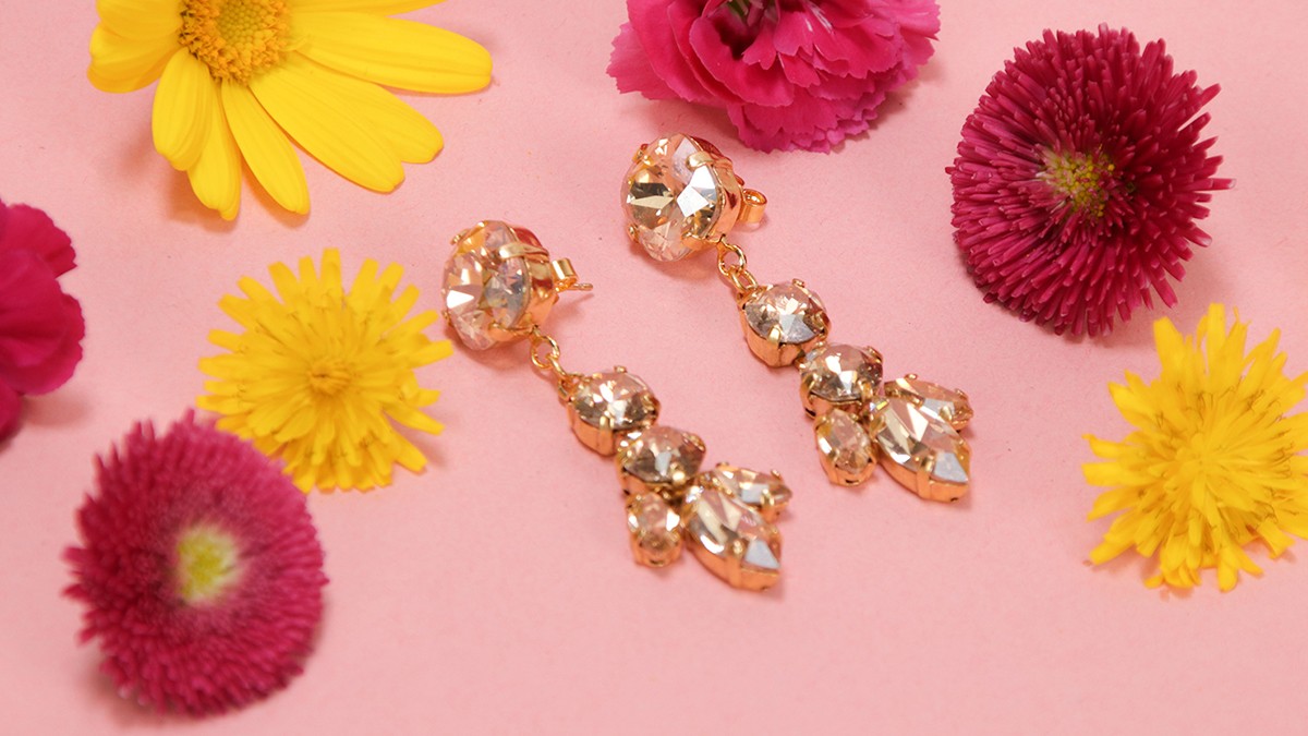 Schéma Boucles d'oreilles pendantes en cristaux sertis PureCrystal