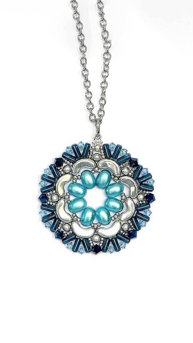 Schéma Pendentif Agatha avec perles Piros®, Arcos® et Samos® par Puca®