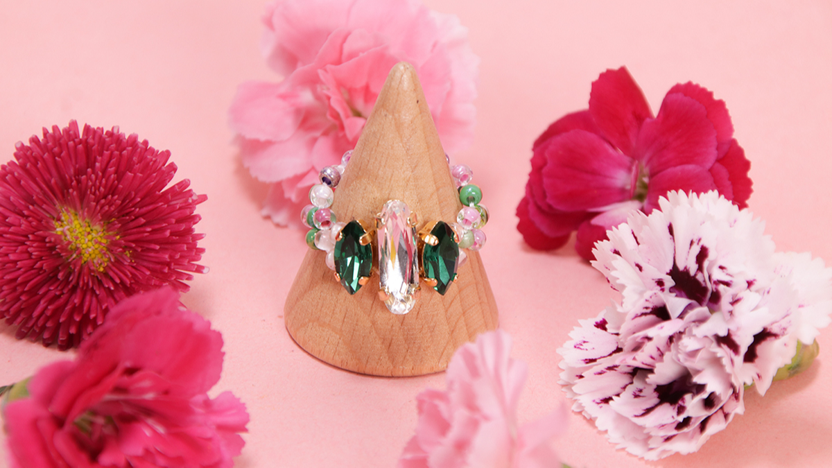 Schéma Bague élastique en cristal avec perles de rocailles