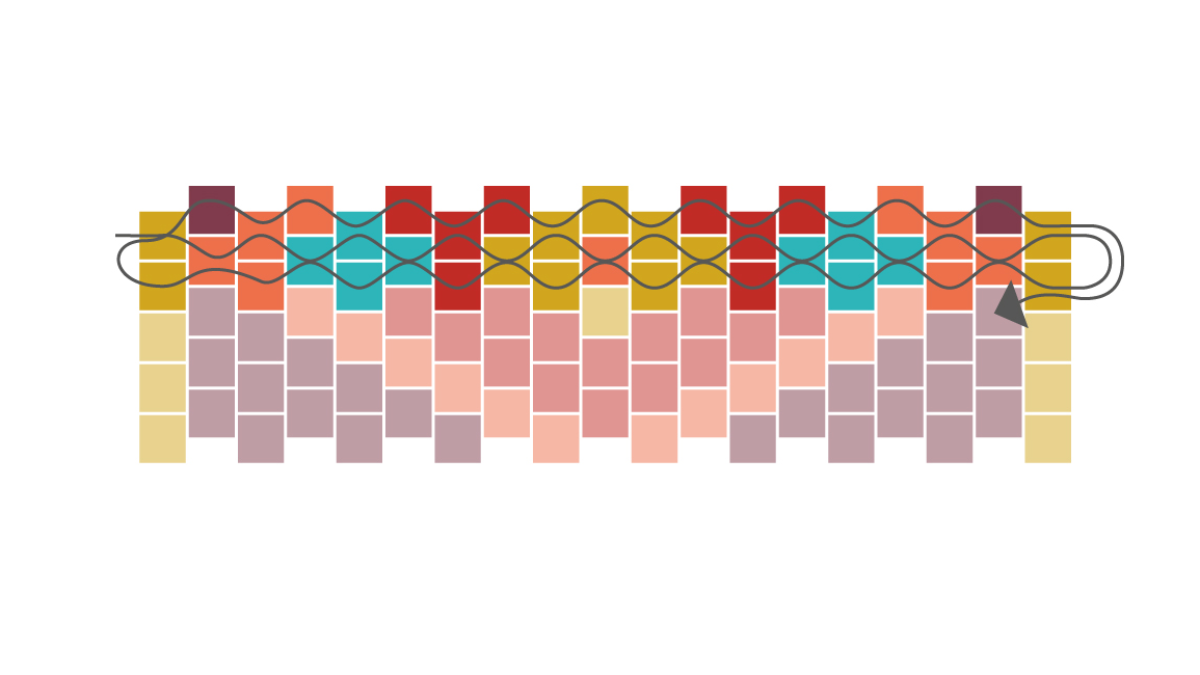 Bracelet manchette avec perles Miyuki en Peyote Impair : Etape 4