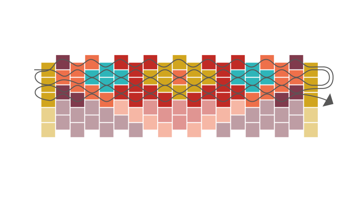 Bracelet manchette avec perles Miyuki en Peyote Impair : Etape 5