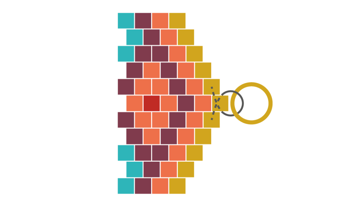 Bracelet manchette avec perles Miyuki en Peyote Impair : Etape 9