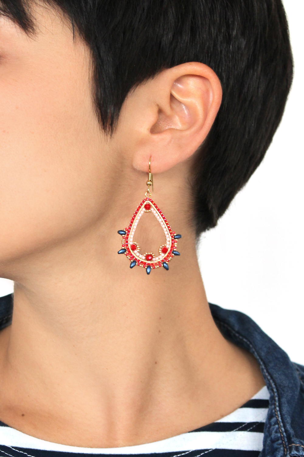 Boucles d'oreilles goutte Miyuki et perles MiniDuo en Brick Stitch