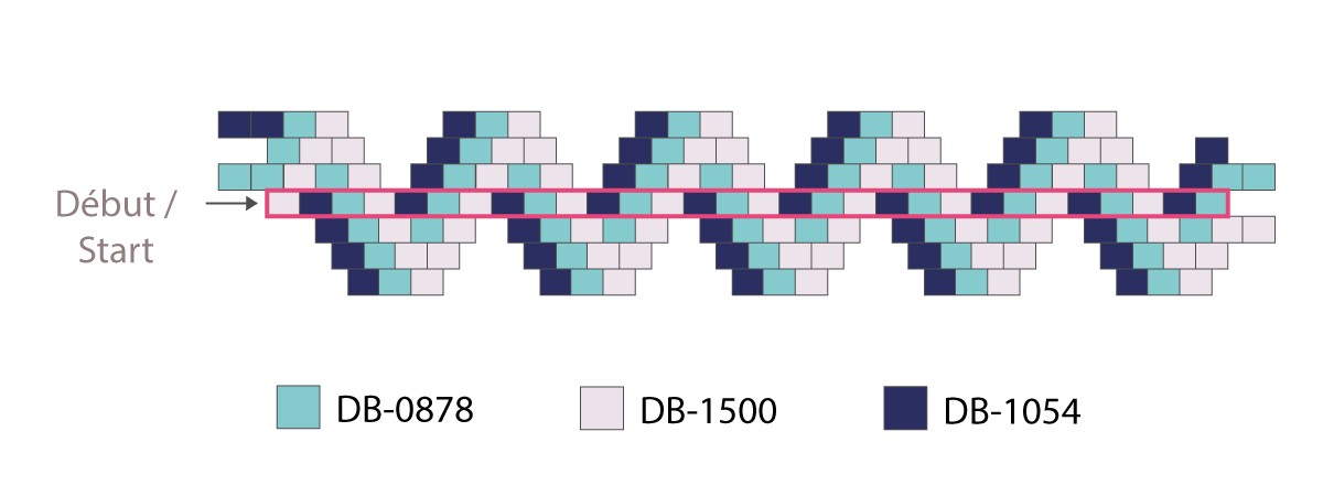 Schéma Bracelet Miyuki ZigZag tissage Brick Stitch