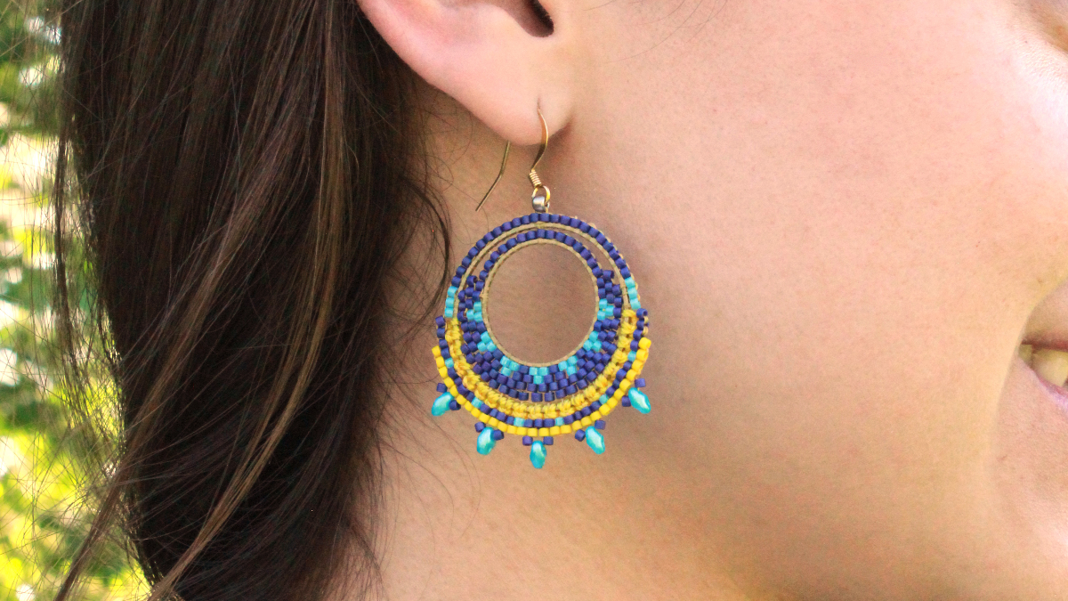 Boucles d'oreilles mix macramé et miyuki Boucles d'oreilles mix macramé et miyuki