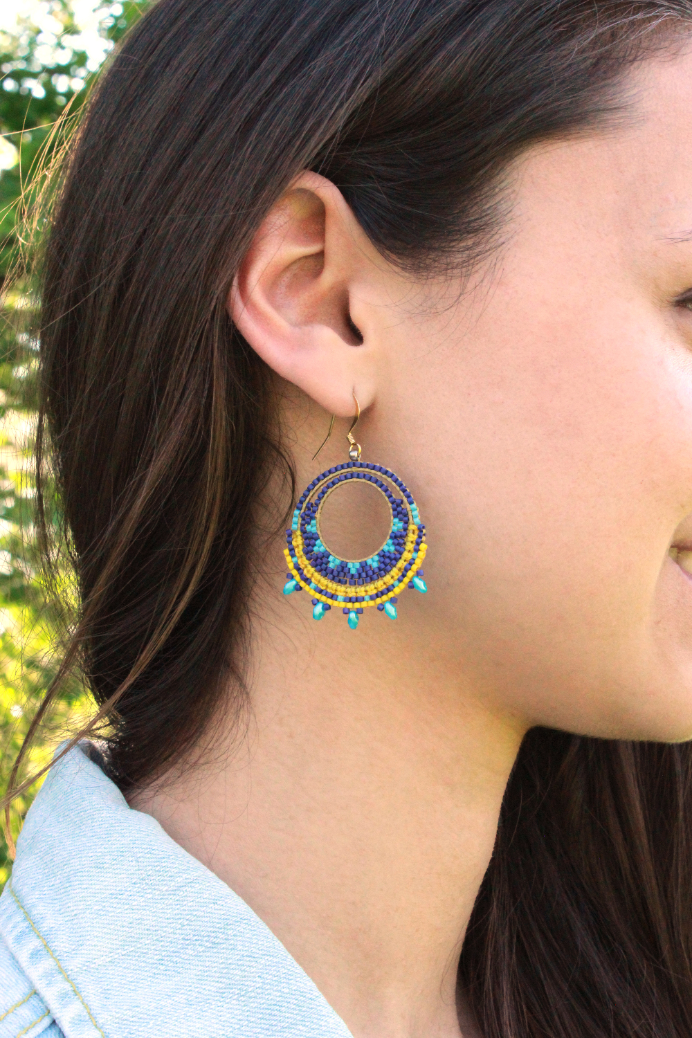 Boucles d'oreilles mix macramé et miyuki