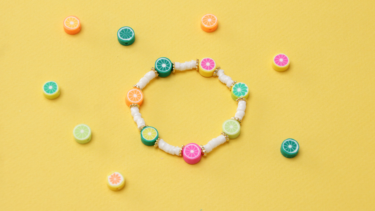 Schéma Bracelets élastiques acidulés avec cristaux et perles agrumes