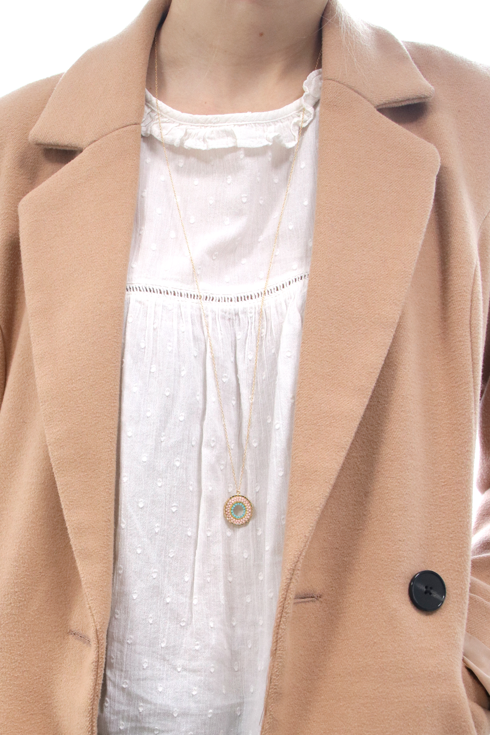 Schéma Collier Miyuki avec pendentif rond en Brick Stitch