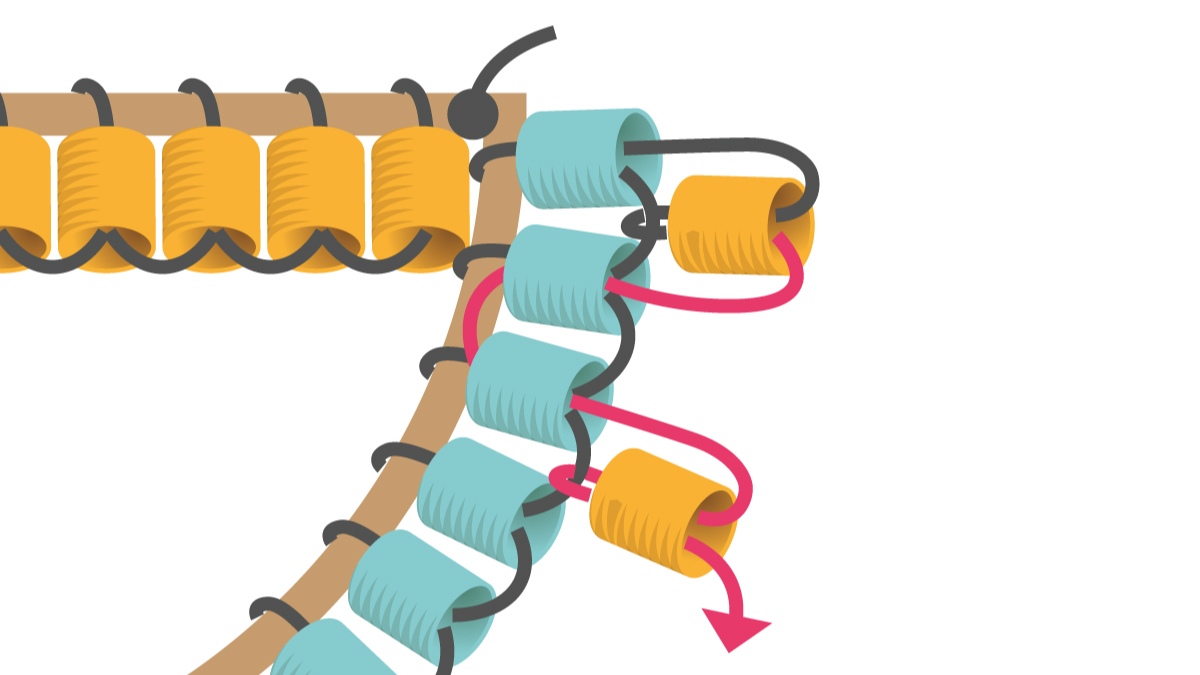 Boucles d'oreilles Miyuki demi-cercle en Brick Stitch : Etape 3