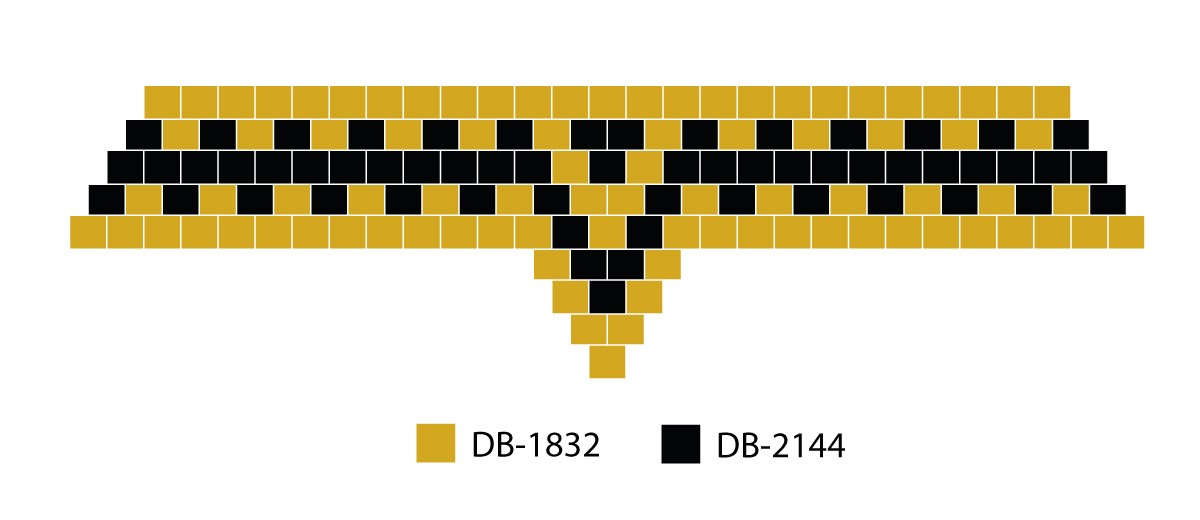Schéma Collier perles Miyuki noir et doré en Brick Stitch